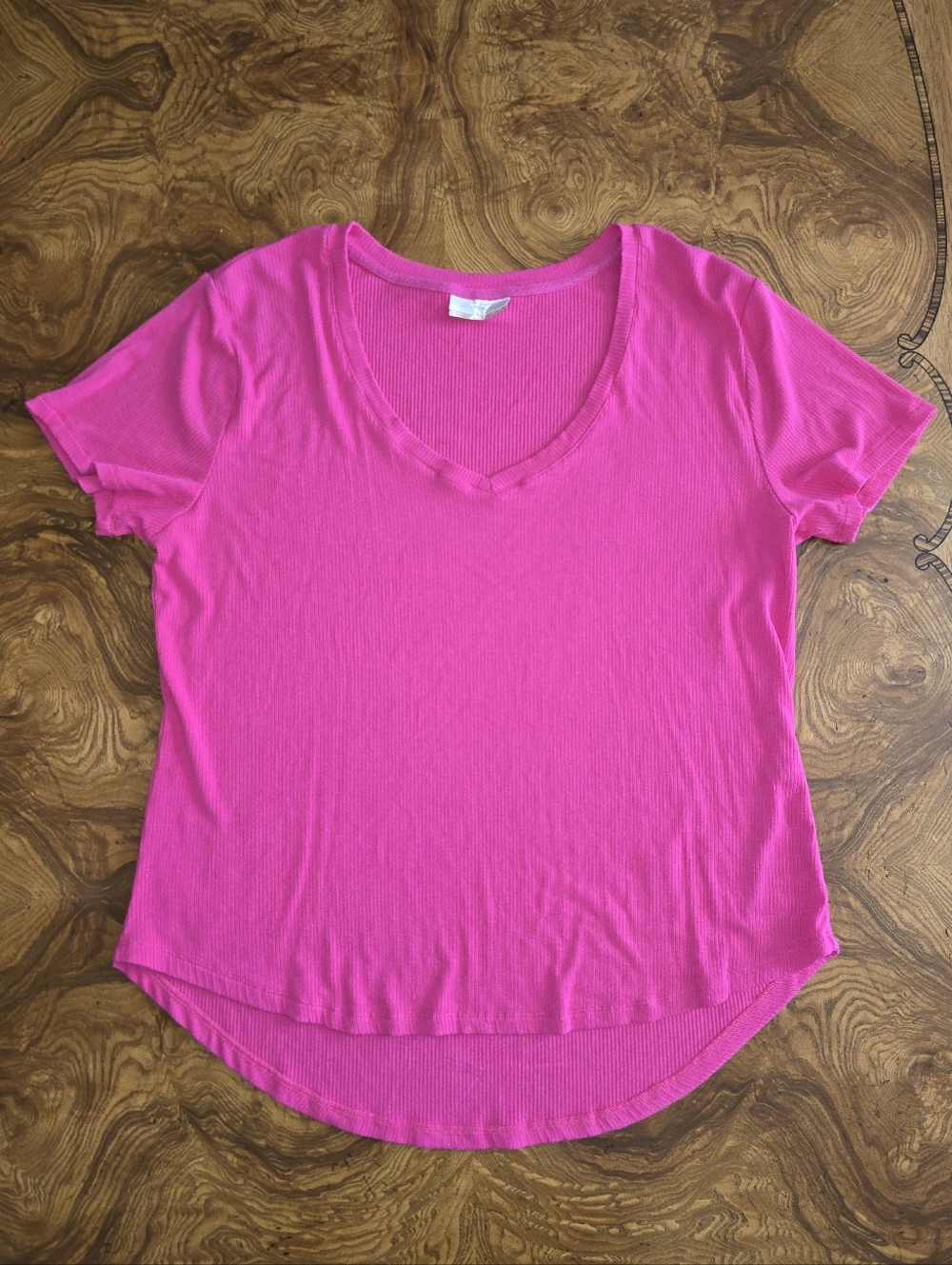 Alexander Jane Hot Pink Ribbed V-Neck High-Low Top Womens Size 1X/2X